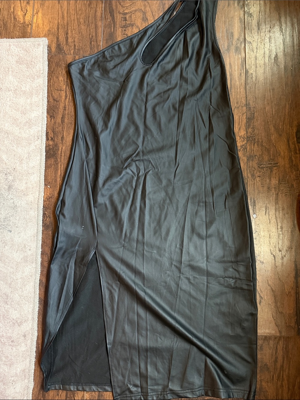 SHEIN One-Shoulder Black Cutout Side-Slit Dress
